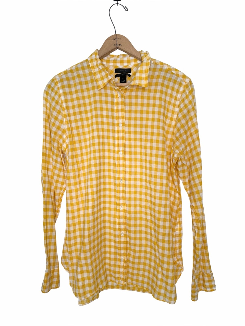 J. Crew Yellow Gingham Check Boy Button Down Shirt Lightweight Size 12